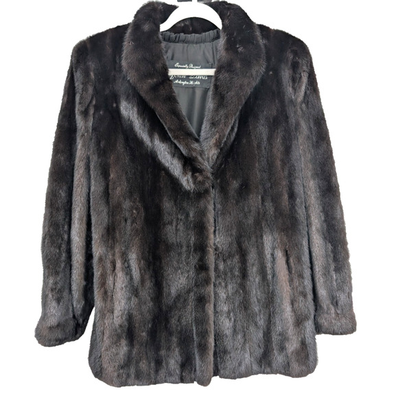 VTG Genuine Dark Mahogany Mink Fur Coat Glam Old Hollywood Luxury Large Womens - Picture 1 of 10